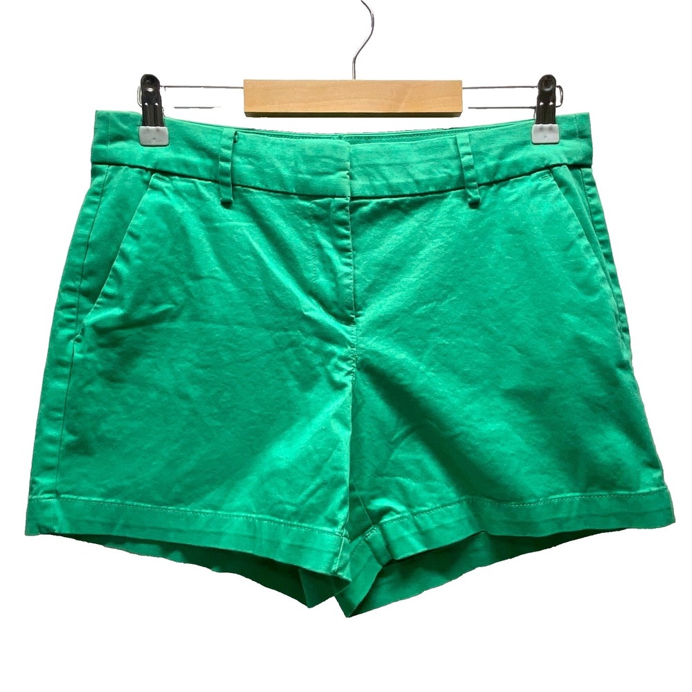 Nautica Chino Shorts Women's 6 Bright Green Cotton Twill‎ Casual 4.5" Inseam GUC